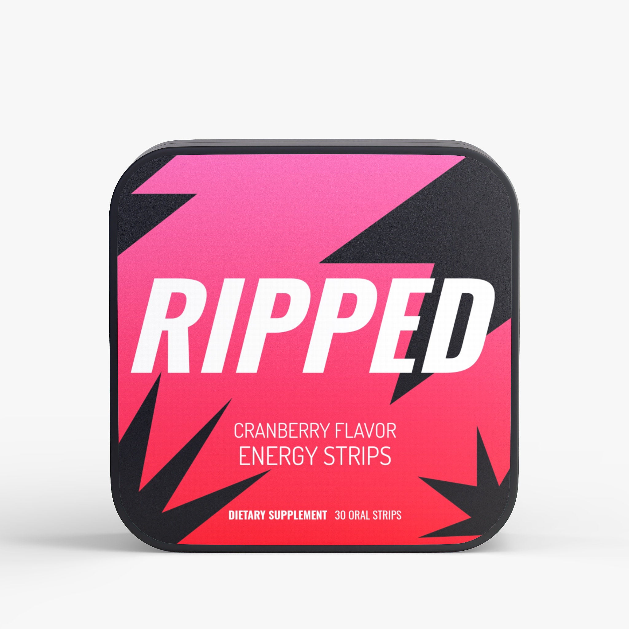 Ripped Cranberry Flavor Energy Strips packaging on a white background