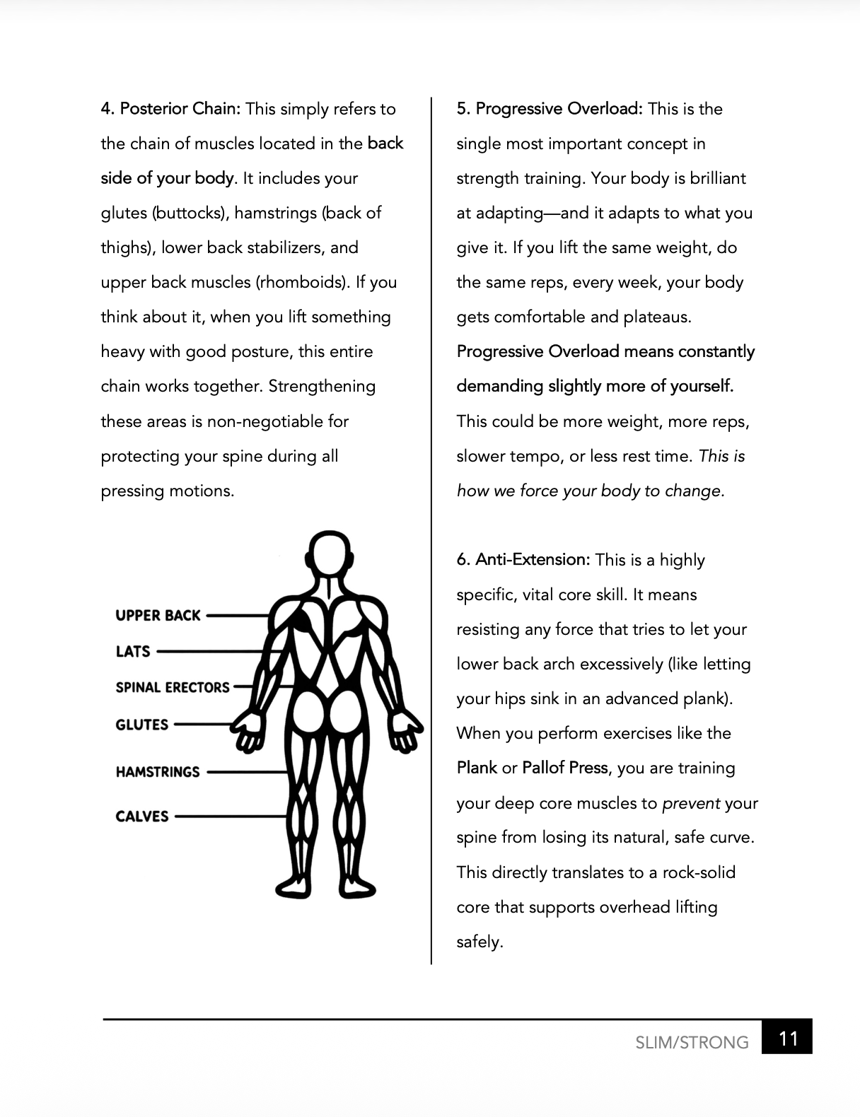 Page from a book or manual explaining body anatomy and fitness concepts with text and diagram.